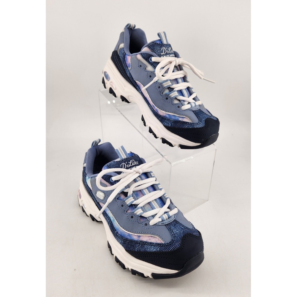 Skechers D'Lites Sneaker Womens 5.5 Navy Multi 149251 Chunky Platform Shoes